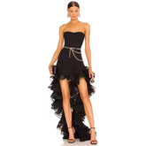 Strapless Sleeveless Maxi Frill Bandage Dress